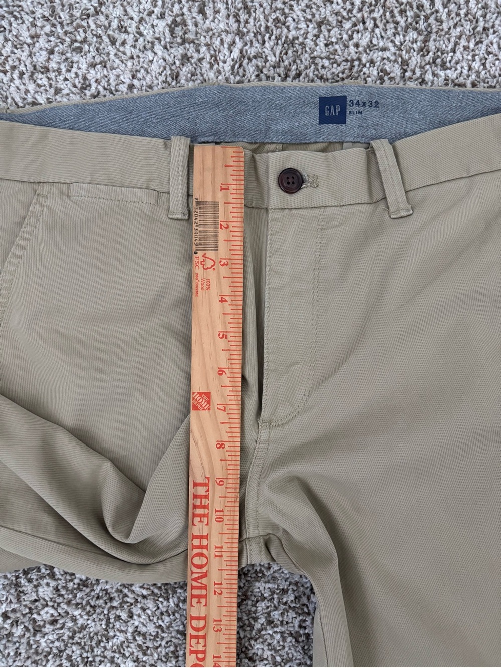 Gap Men’s Slim Khaki Pants 34X32 - Picture 3 of 4